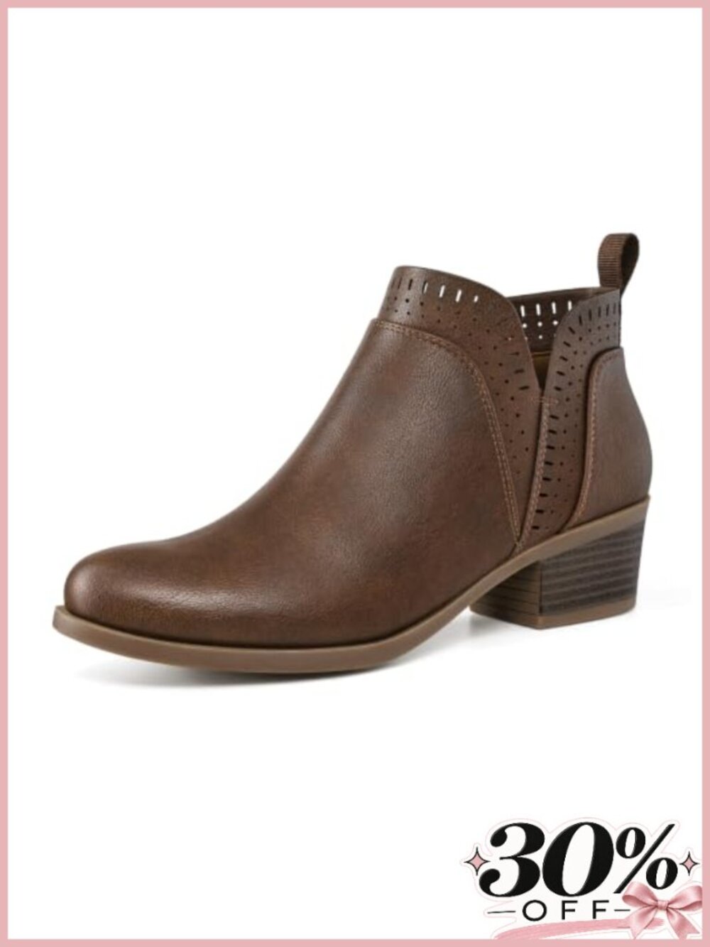 Women's Ankle Boots Chunky Block Heel Booties with Side Zippers